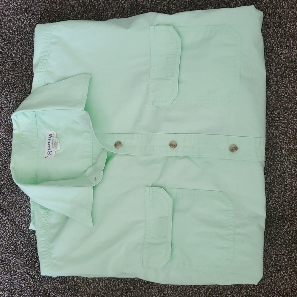 Mens Lime Green Magellan Short Sleeve Button Up Shirt Size XXL